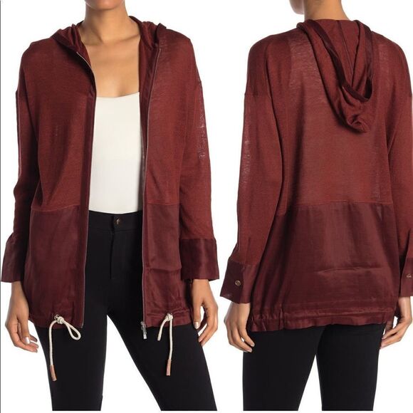 Lafayette 148 New York relaxed hooded blend linen sweater jacket 💥size XS, NWT - Picture 1 of 10